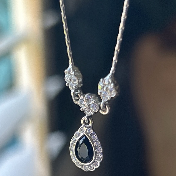 MONET, Earring/Necklace Set. Black, Silver and Cubic Zirconia Rhinestones. - Picture 7 of 10